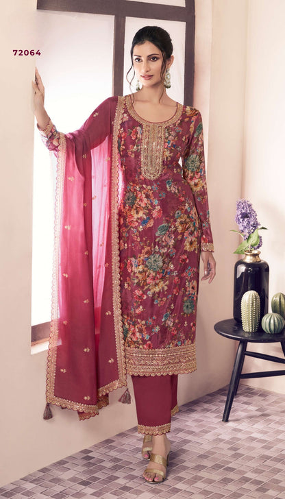Anaita Pink Chinon Digital Print Sequence Embroidered Salwar Suit