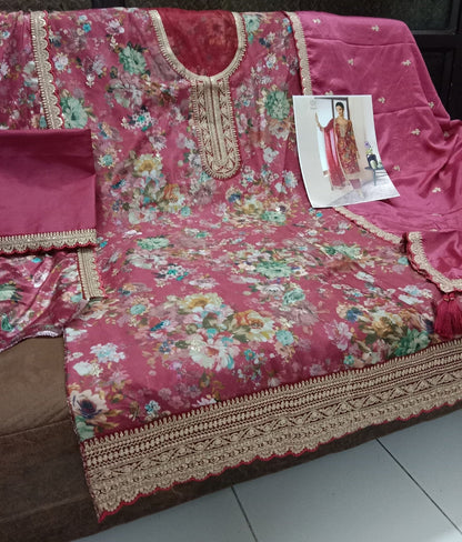 Anaita Pink Chinon Digital Print Sequence Embroidered Salwar Suit