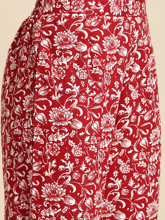 Anayna Floral Printed Empire Pure Cotton Kurta With Trousers & Dupatta