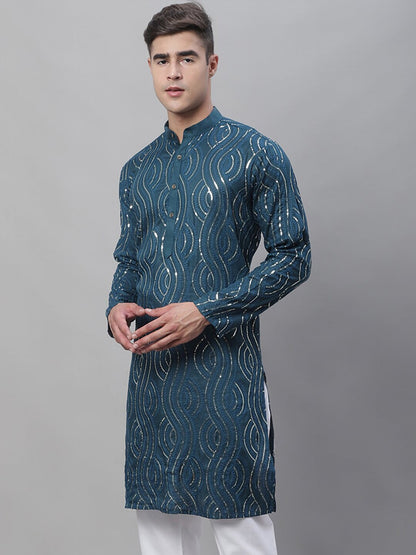 Sojanya Ethnic Motifs Embroidered Sequinned Pure Cotton Kurta