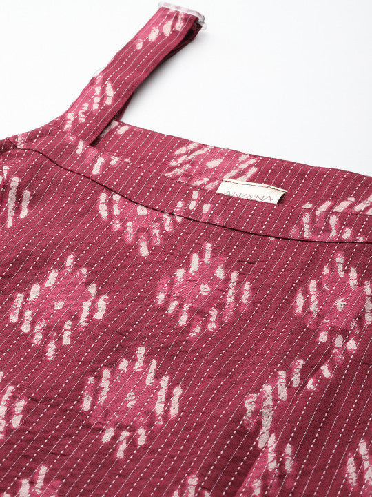 Anayna Women Printed Kantha Work Kurta