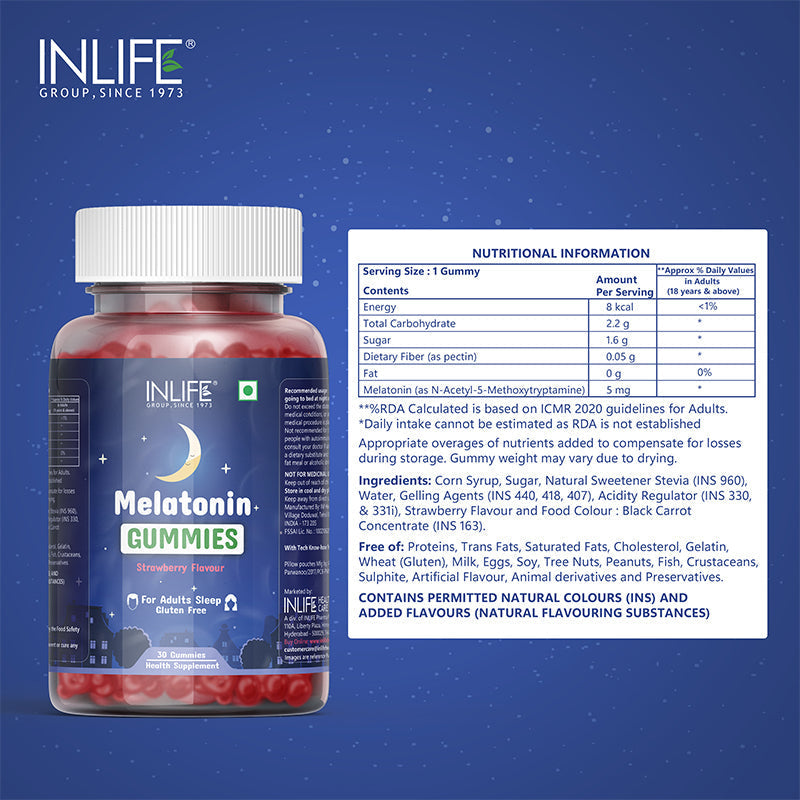 INLIFE Melatonin Gummies 5mg Supplement â€“ 30 gummies