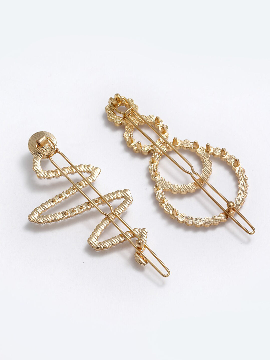 Panash Women Set of 2 Gold-Toned & White Beaded Hair Pins