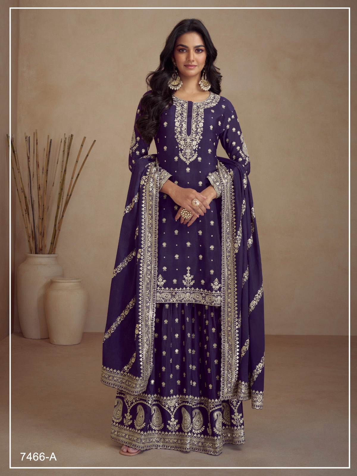 Anaita Violet Heavy Vichitra Silk Suit With Sequence & Multi Work