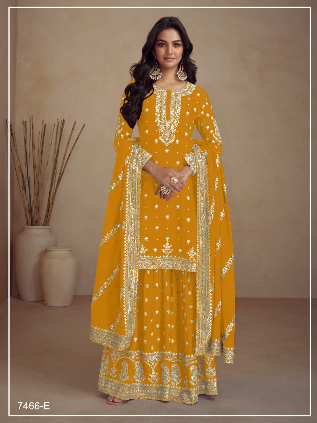Anaita Yellow Heavy Vichitra Silk Suit With Sequence & Multi Work