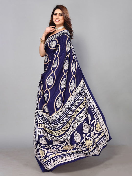 Fabmora Floral Printed Pure Crepe Saree