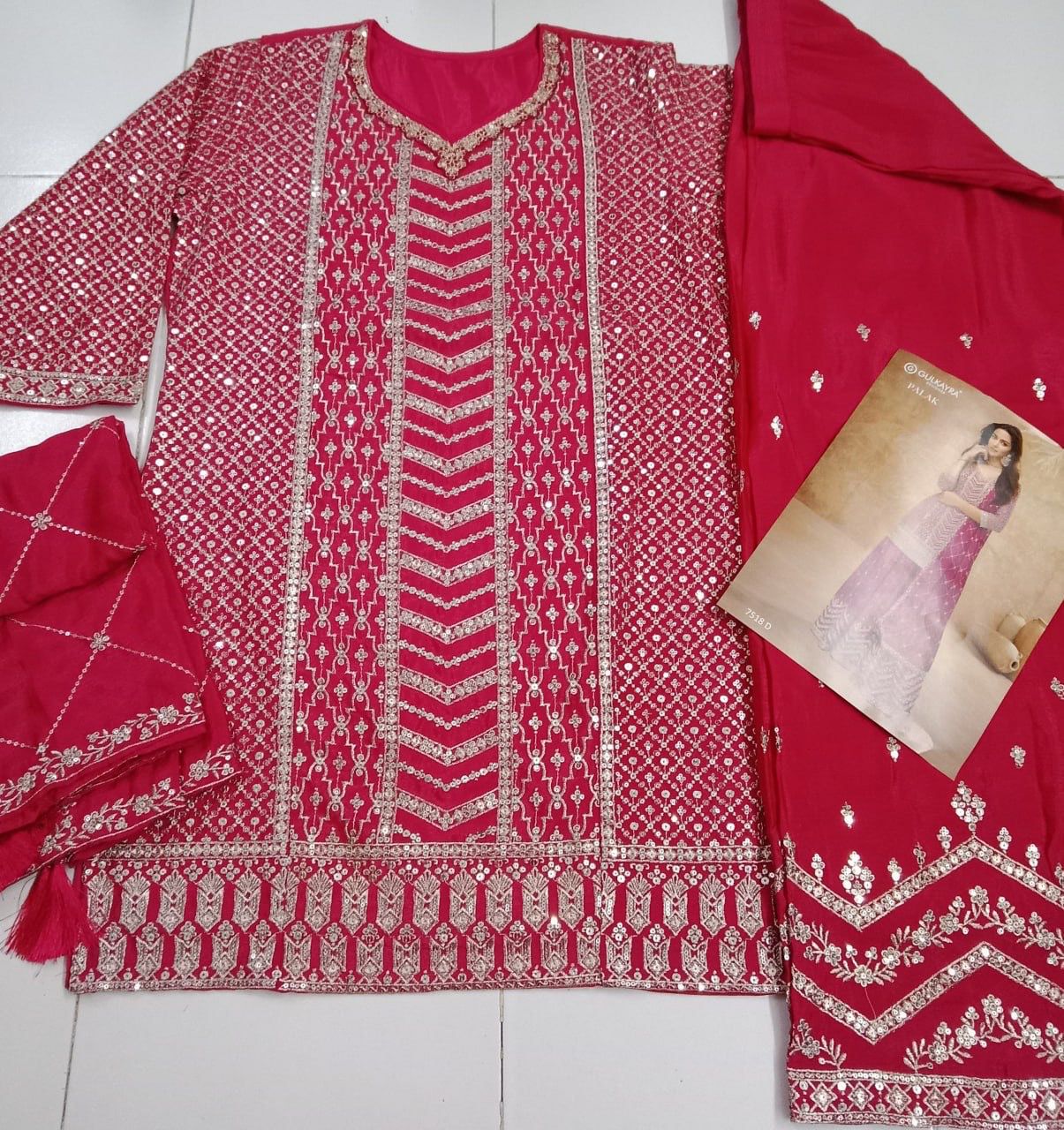 Anaita Pink Chiffon Sequins Embroidered Readymade Salwar Suit