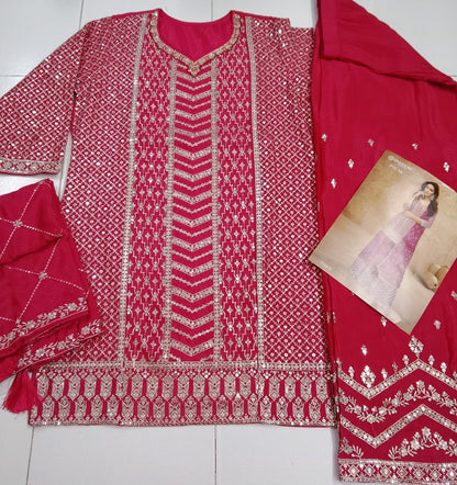 Anaita Pink Chiffon Sequins Embroidered Readymade Salwar Suit