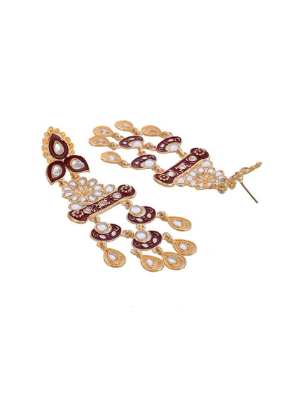 Shoshaa Red Contemporary Drop Earrings