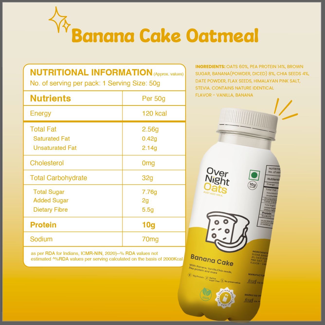 OverNightOats Vegan Banana Cake Oatmeal