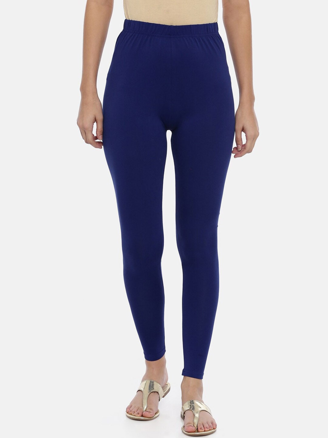 Souchii Women Navy Blue Solid Slim-Fit Ankle-Length Leggings