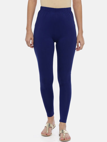 Souchii Women Navy Blue Solid Slim-Fit Ankle-Length Leggings