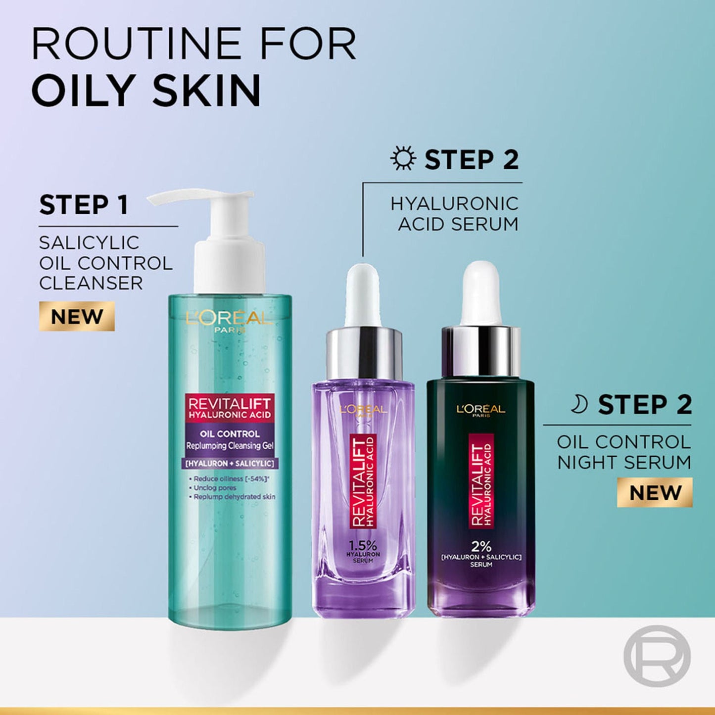 L’Oréal Paris Revitalift Hyaluronic Acid Oil Control Serum 2% Hyaluronic Salicylic Acid, Shine Free