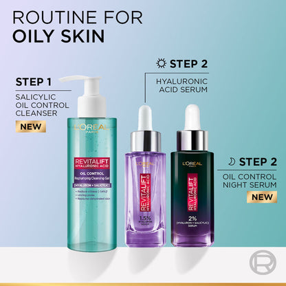 L’Oréal Paris Revitalift Hyaluronic Acid Oil Control Serum 2% Hyaluronic Salicylic Acid, Shine Free