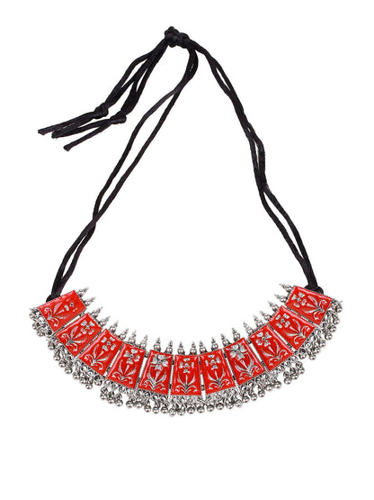 Cardinal Women Red Chocker Necklace & Earrings Jewellery Set