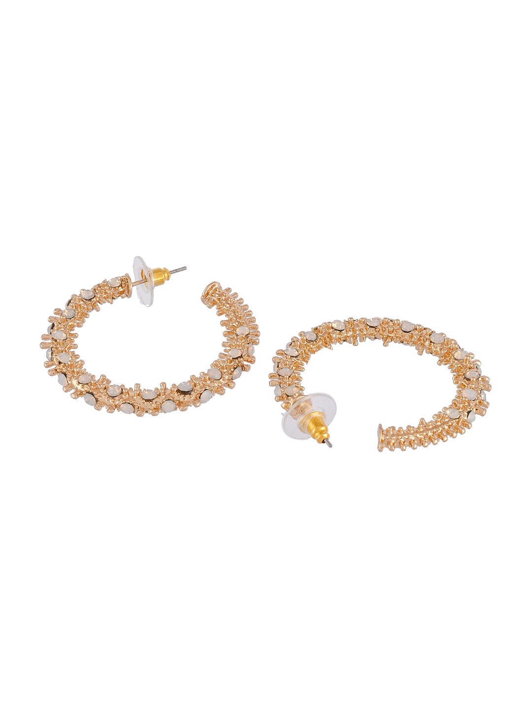 Shoshaa Gold-Toned Contemporary Handcrafted Half Hoop Earrings