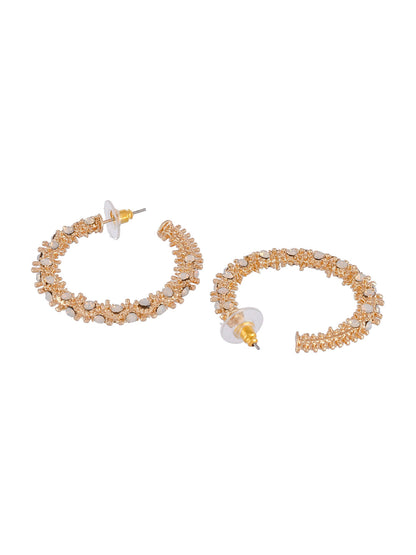 Shoshaa Gold-Toned Contemporary Handcrafted Half Hoop Earrings