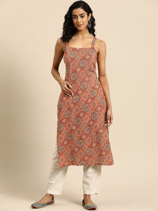 Anayna Women Ethnic Motifs Printed Kantha Work Kurta