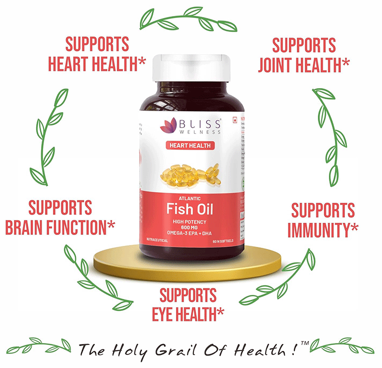Bliss Welness Heart Health Arctic Fish Oil High Potency Omega-3 Softgel Capsule