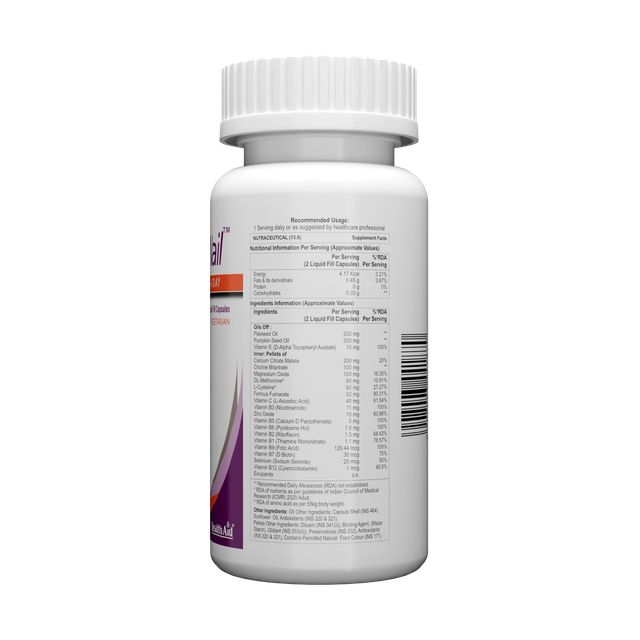 HealthAid HairSkiNail (Multivitamins for Hair, Skin and Nail) Liquid fill Capsules