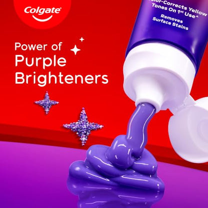Colgate Visible White Purple Toothpaste, Teeth Whitening Toothpaste Whitens Yellow Teeth, Enamel-Safe Daily Use (2 Pack 100g+20g/3.5oz+0.7oz)