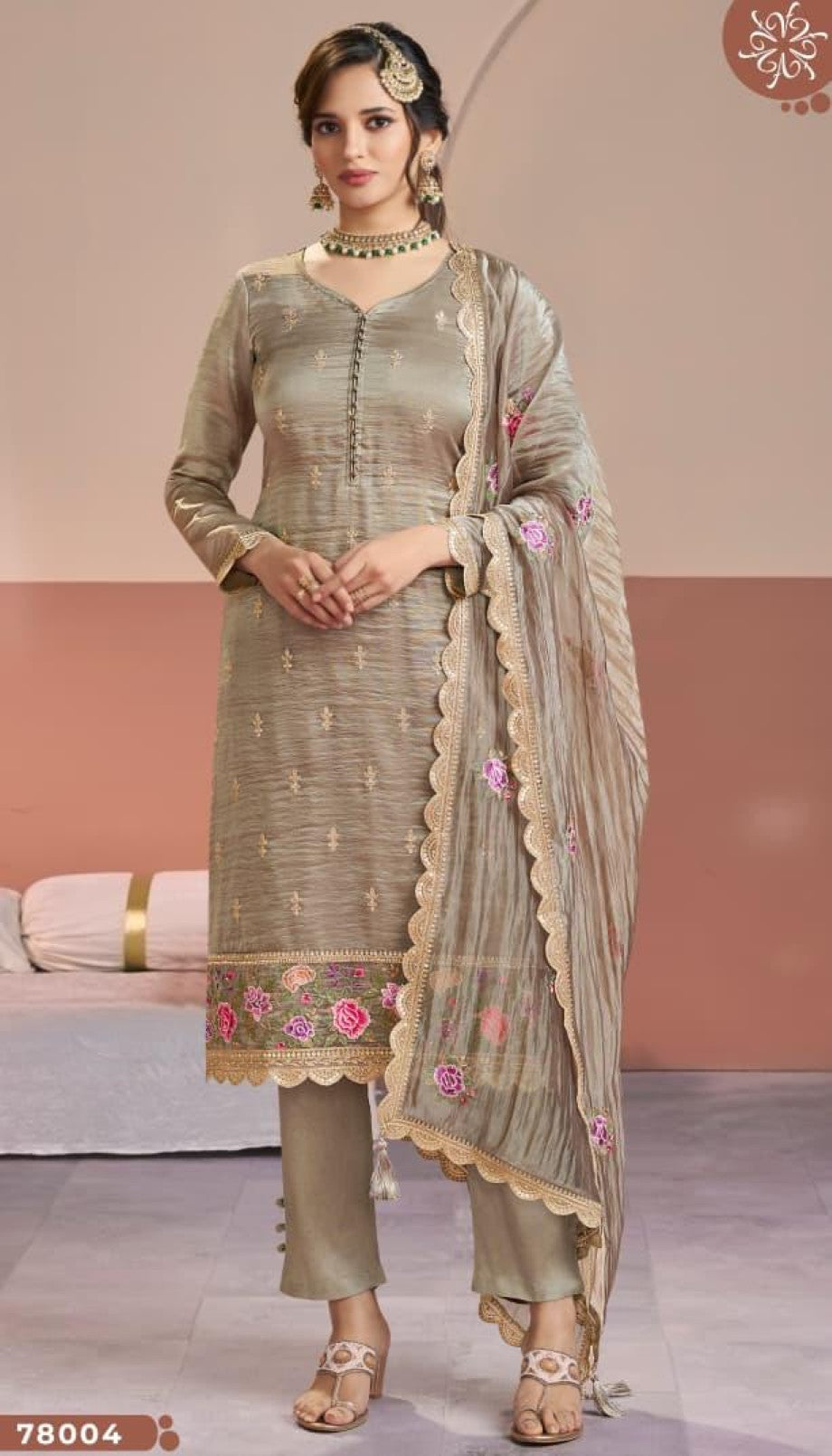 Anaita Chiku Gold Silk Suit With Embroidery & Zari Work