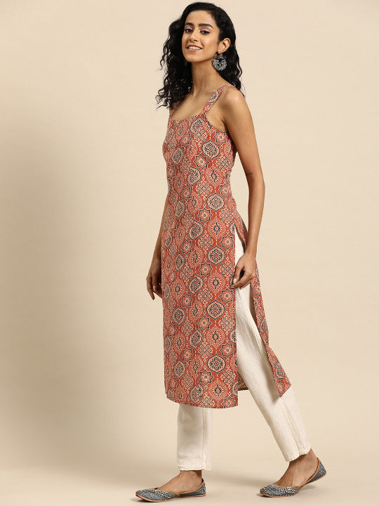 Anayna Women Ethnic Motifs Printed Kantha Work Kurta