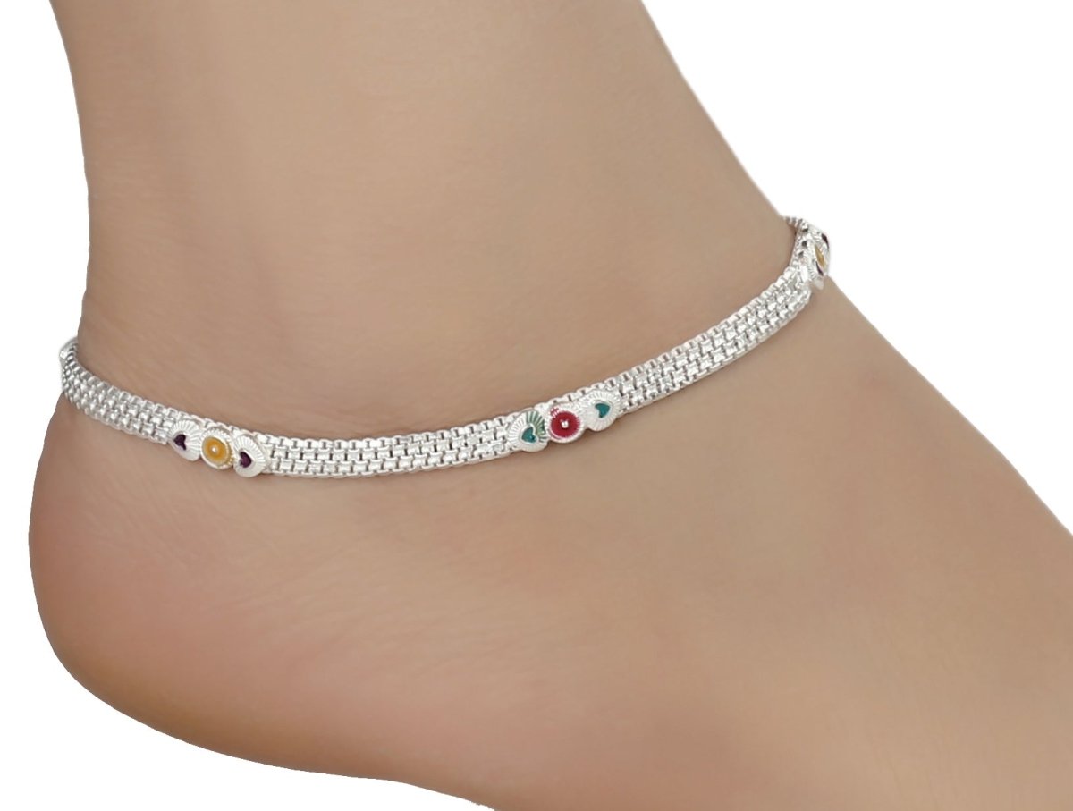 AanyaCentric Silver Plated Traditional Anklets Payal - Classic and Stylish for Women and Girls