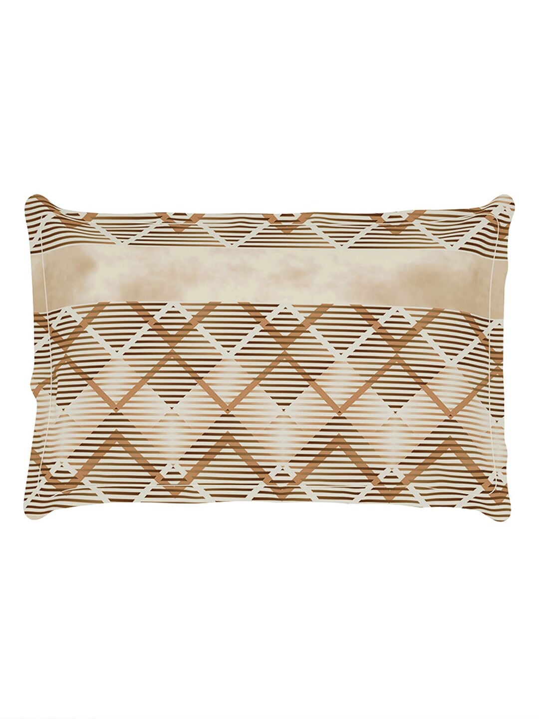 Story@home Brown & White Striped Microfiber 180 TC Bedsheet With Pillow Cover