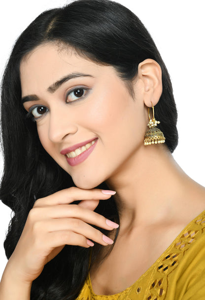 Mominos Fashion Johar Kamal Designer Golden Color Jhumkas