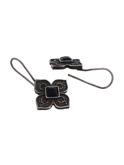 Shoshaa Silver Plated Floral Drop Earrings