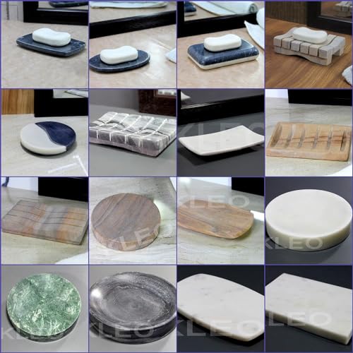 KLEO Natural Marble Stone Soap Dish Soap Holder Bath Accessories for Bathroom, Tub or Wash Basin Accessory (Black)