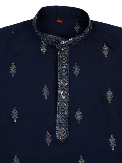 Joban Fashion Kids Island Traditional Ethnic Wear with Silk Sequence Embroidery Kurta and Pyjama Set - Blue