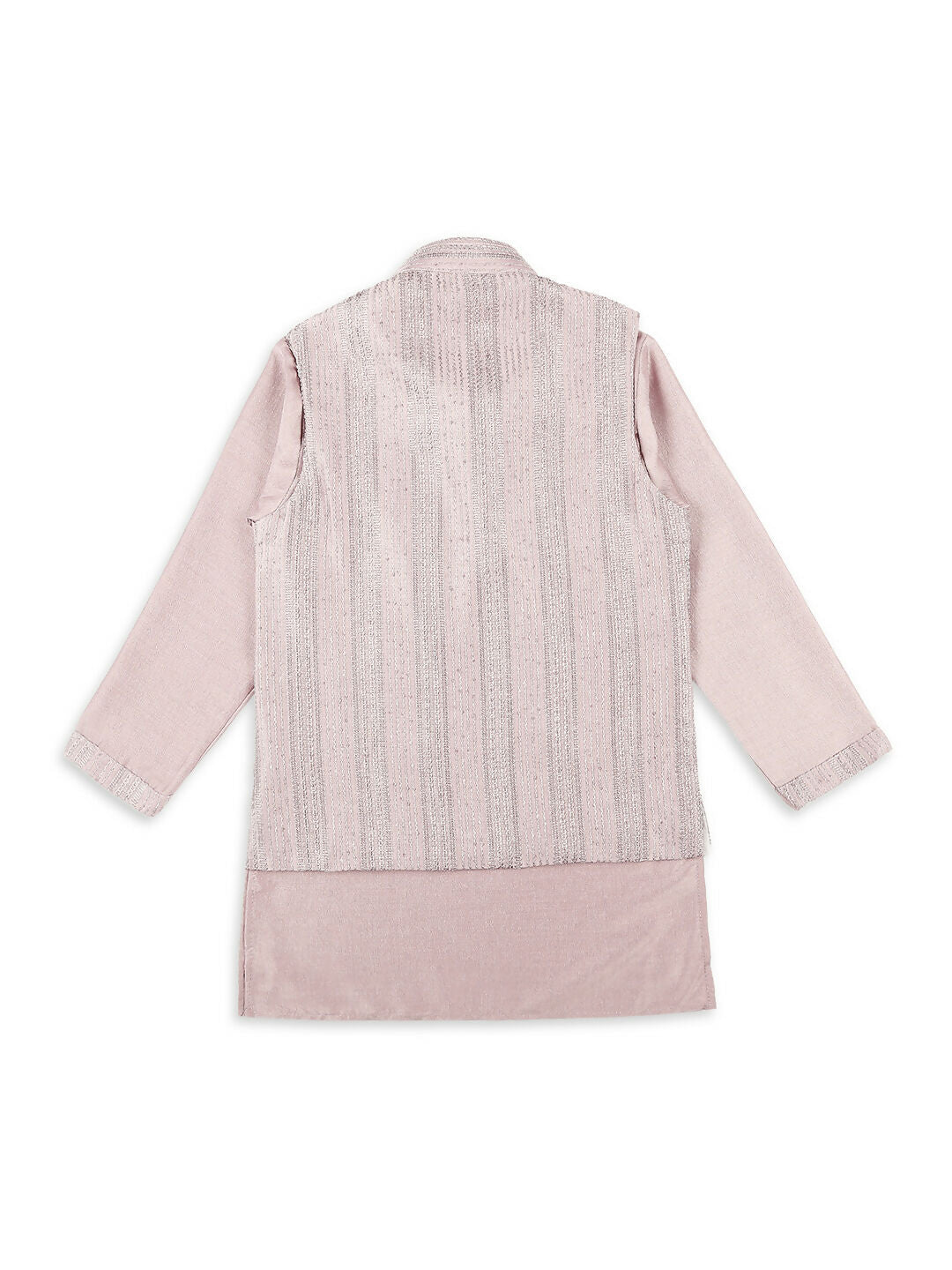 Joban Fashion Kids Island Embroidery Sequence Full Sleeves Kurta, Pyjama Set with Nehru Jacket - Pink