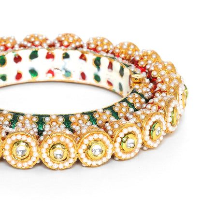 Meenakari and Jadau Bangle (Multi Color) - Ruby Raang