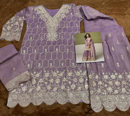 Anaita Purple Real Shimmer Readymade Suit with Embroidery & Real Mirror Work