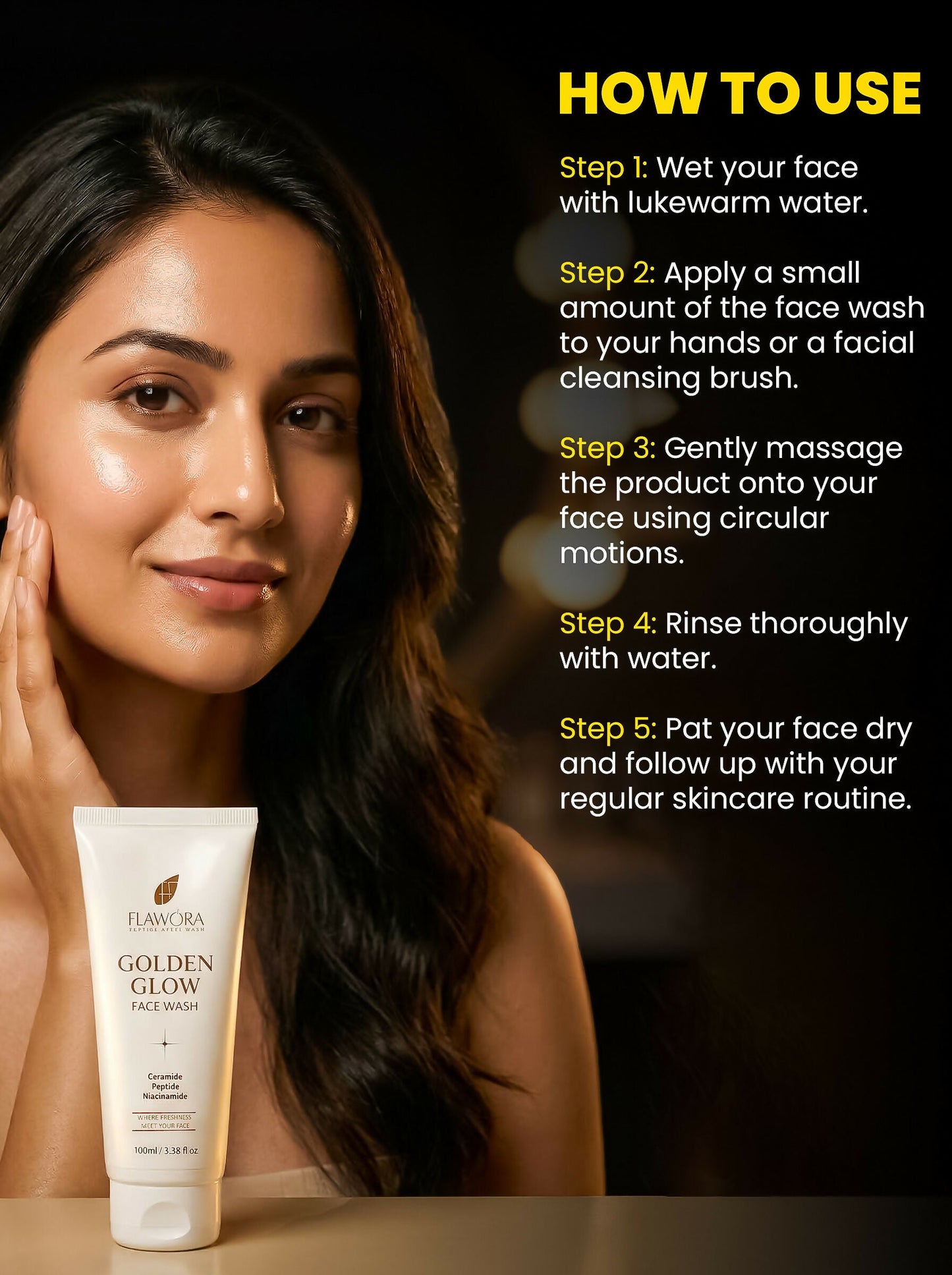 Flawora Golden Glow Face Wash