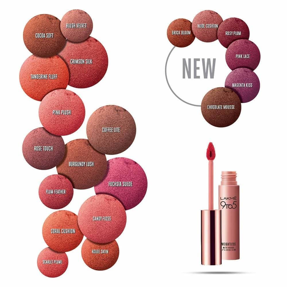 Lakme 9 To 5 Weightless Matte Mouse Lip & Cheek Color  Chocolate Mousse - 9 gms
