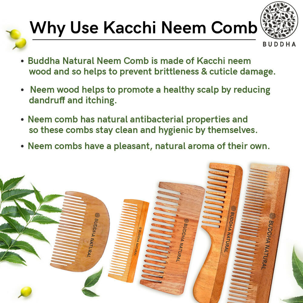 Buddha Natural Baby Wide Tooth Comb - Kacchi Neem Wood Comb
