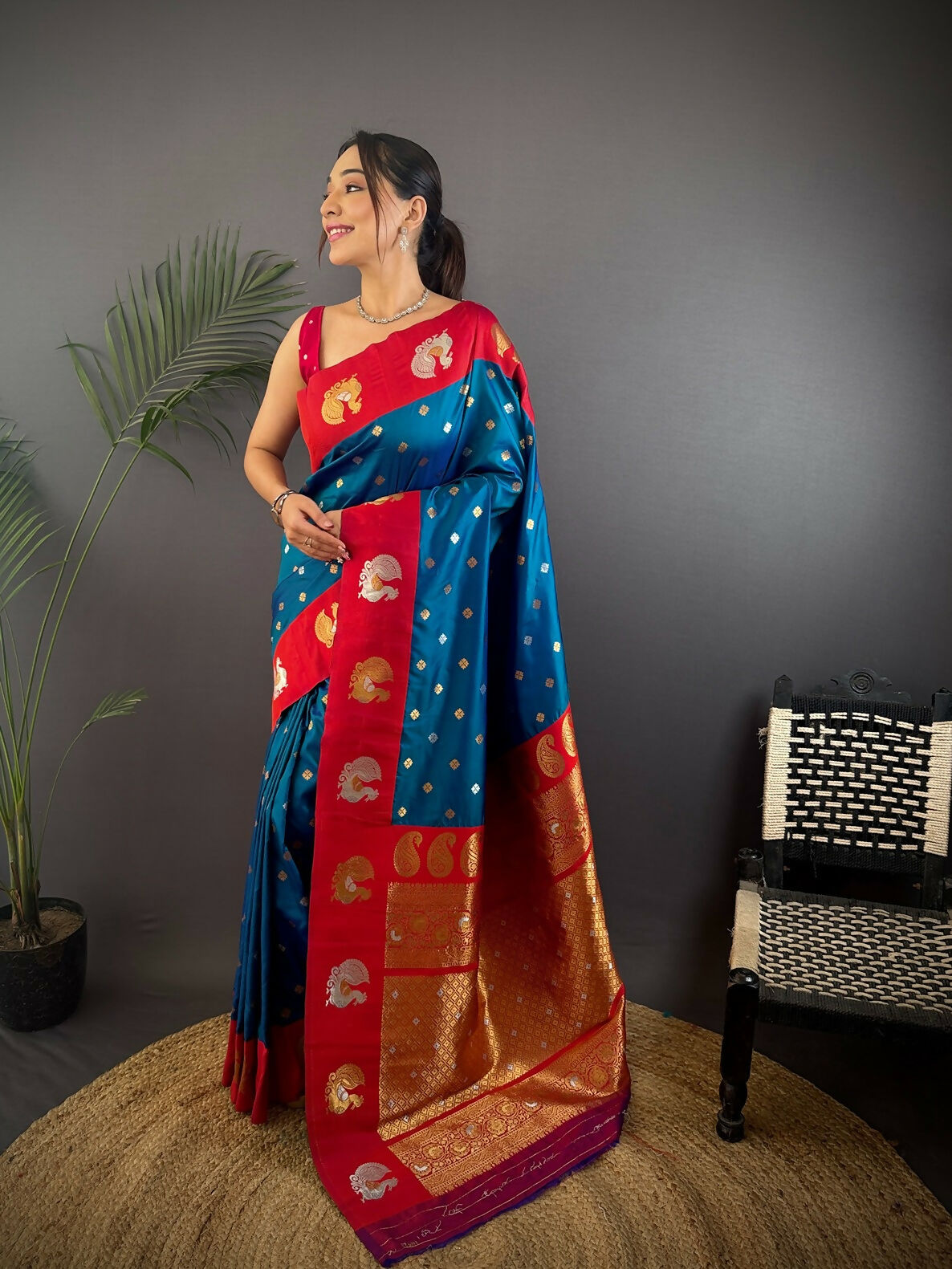 Joban Fashion Rani Pink Butti Banarasi Silk Sarees