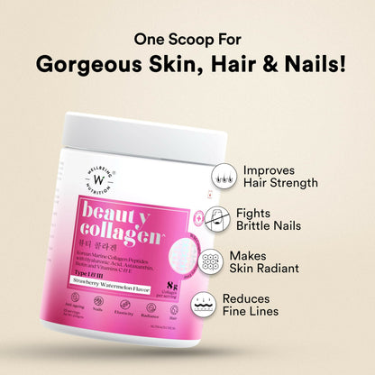 Wellbeing Nutrition Glow Korean Marine & Beauty Collagen Peptides Combo: Tropical Bliss & Strawberry & Watermelon