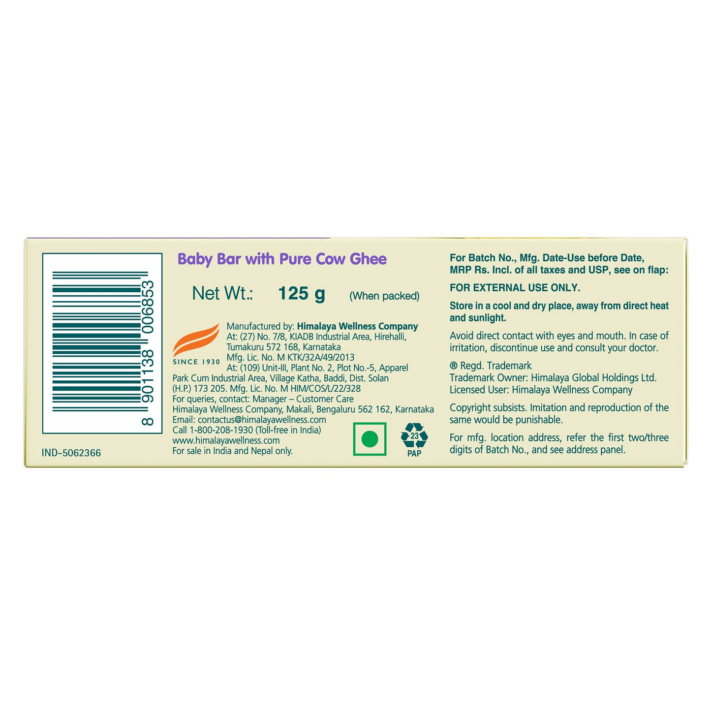 Himalaya Herbals Baby Bar with Pure Cow Ghee