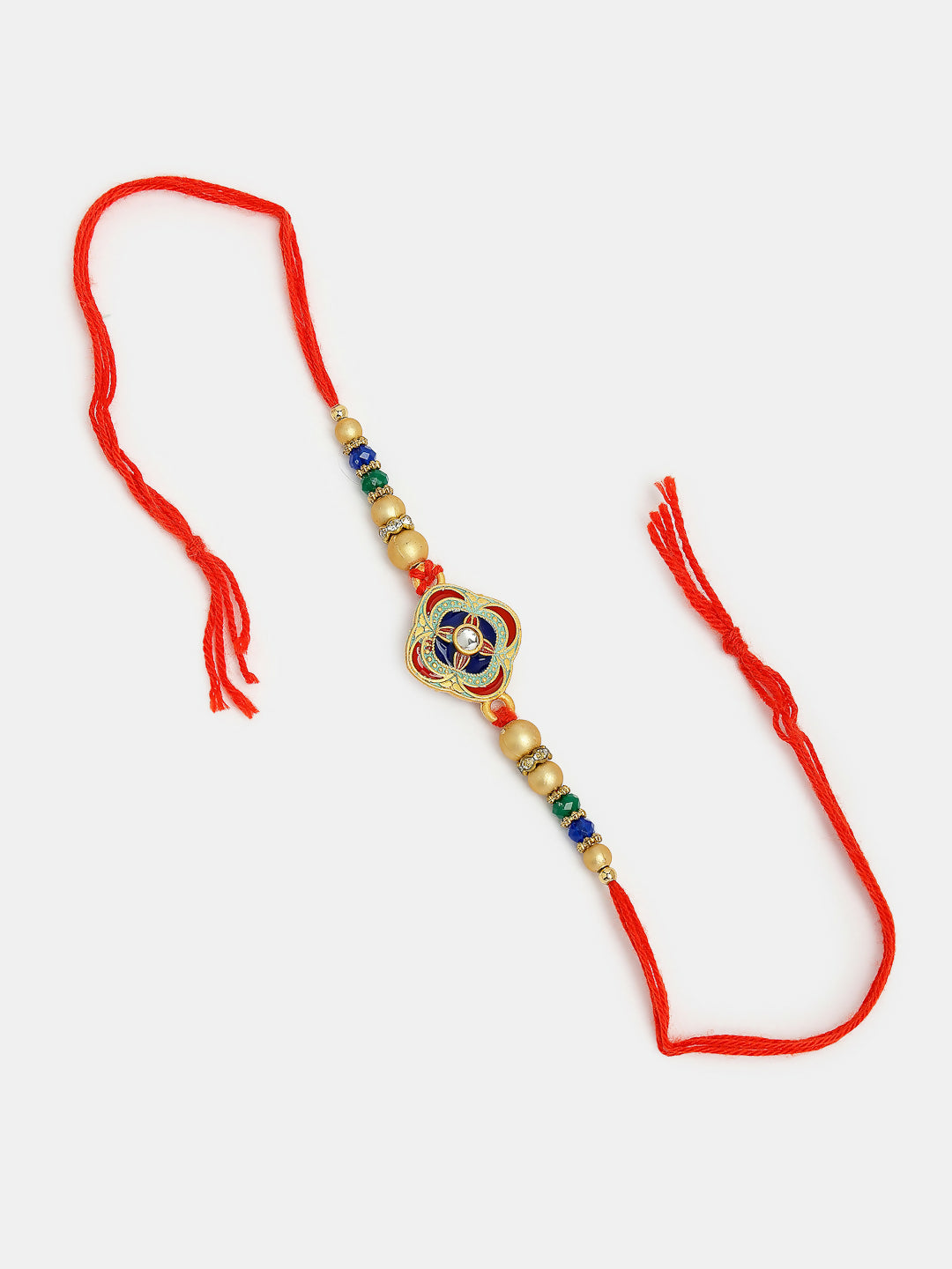 NVR Women & Men Set of 2 Multicolor Beaded Bhaiya Bhabhi Rakhi With Roli Chawal