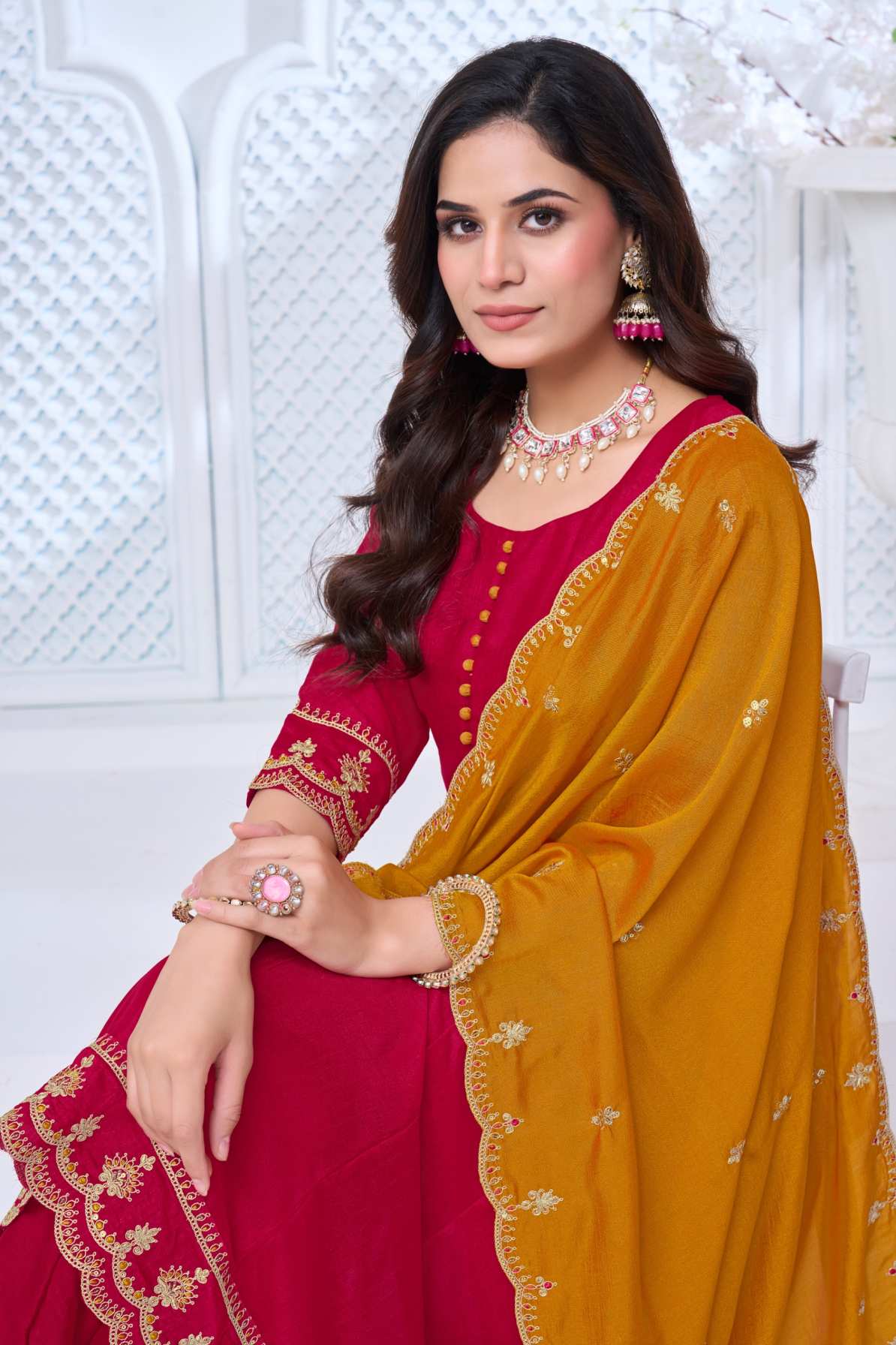 Anaita Pink Anarkali Readymade Suit with Embroidery Work