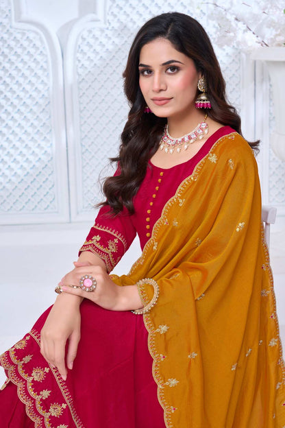 Anaita Pink Anarkali Readymade Suit with Embroidery Work