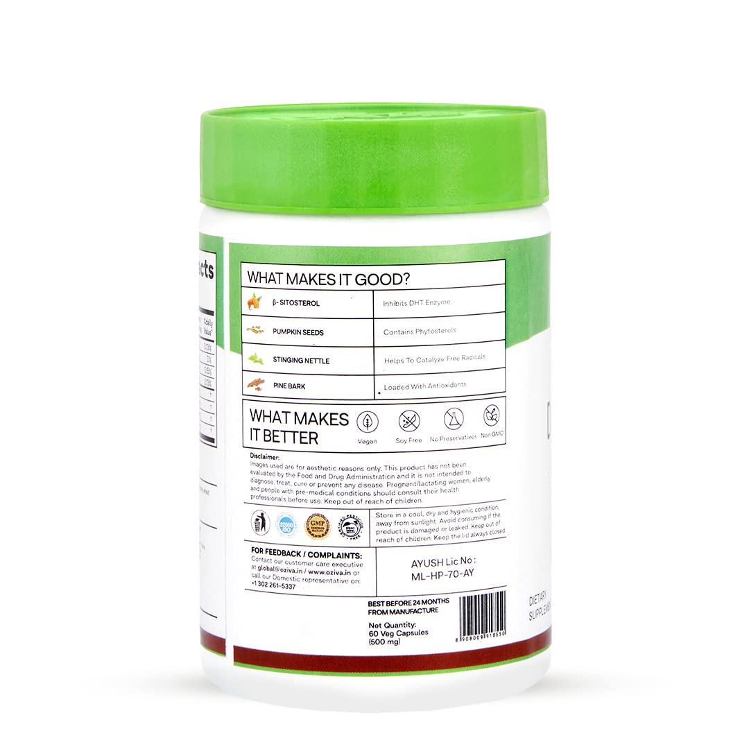 OZiva Plant Based DHT Blocker With Stinging Nettle Extract - 60 Cap