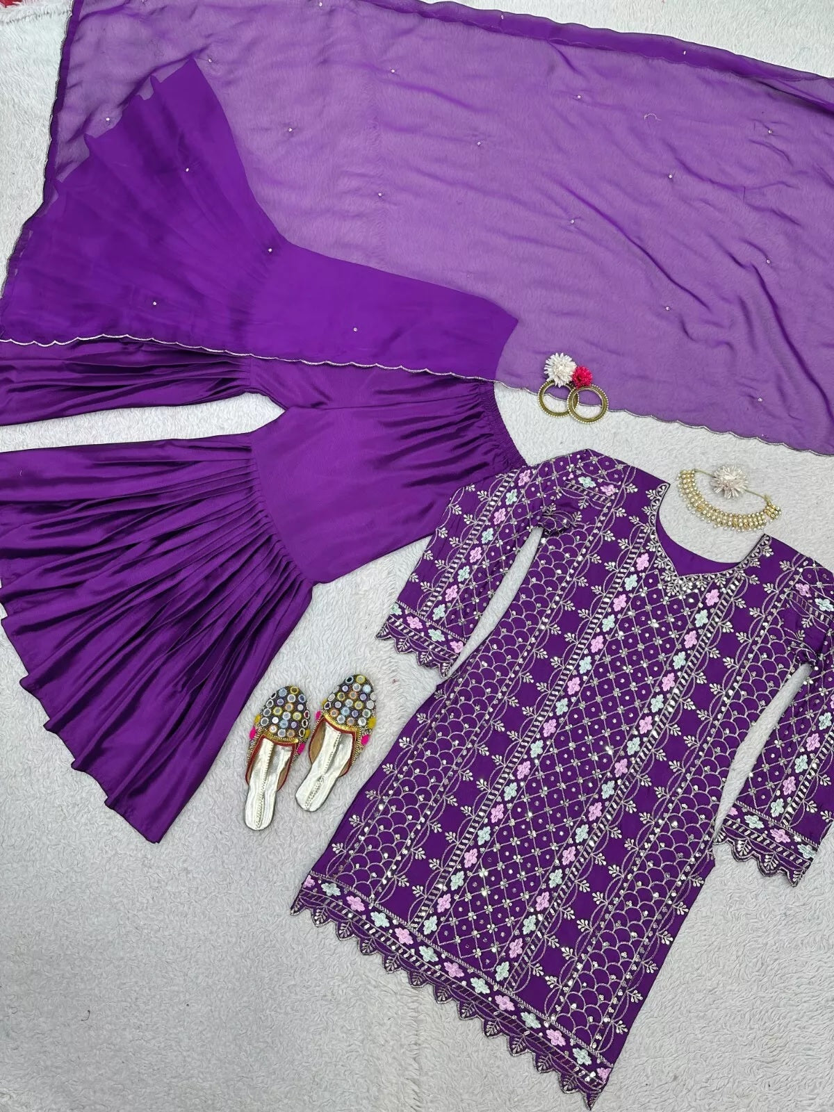 Chinon Silk & Sequence Work Salwar Kameez Dupatta