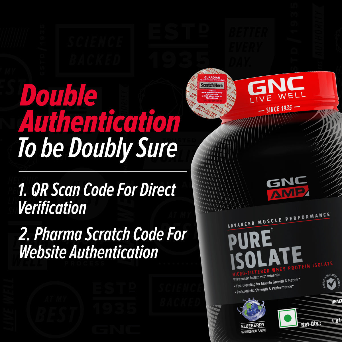 GNC AMP Pure Isolate (Low/Zero Carb)  Advanced Muscle Building To Amplify Muscle Performance