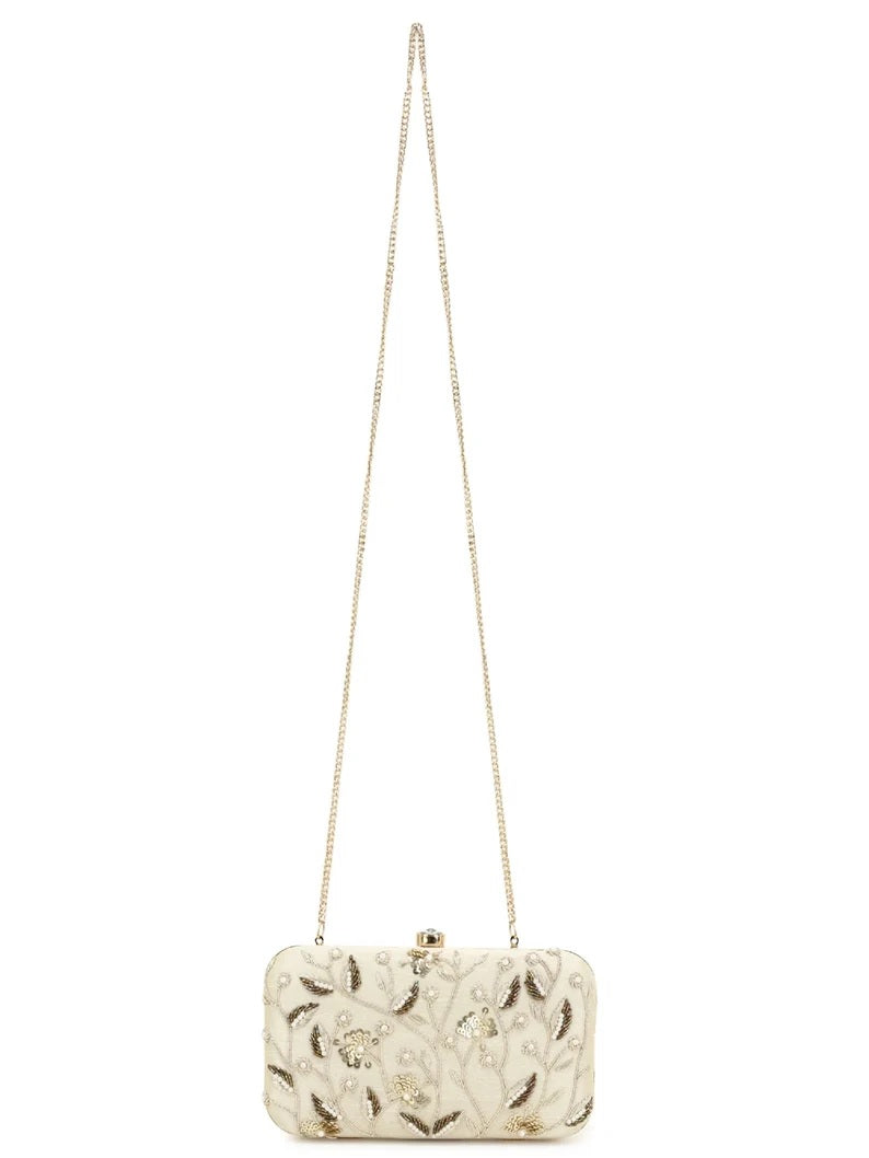 Designer Embellished Faux Silk Clutch