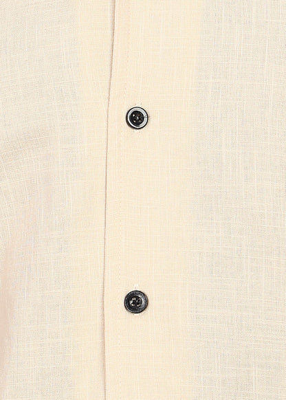 Fabmade Beige Bloom Embroidered Resort Shirt